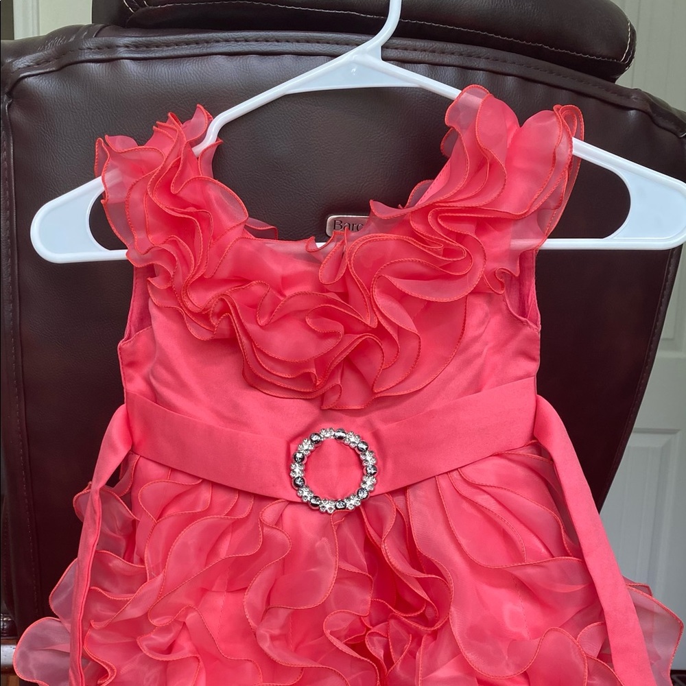 Formal 3/4 T coral/watermelon colored dress
